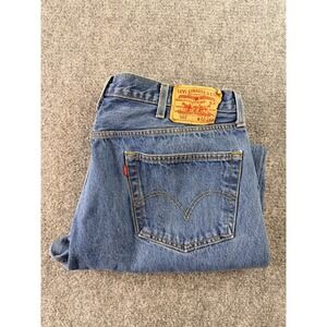 Vintage Levi's 501 Straight Leg Jeans Mens 42x34 Light Blue Wash Button Fly